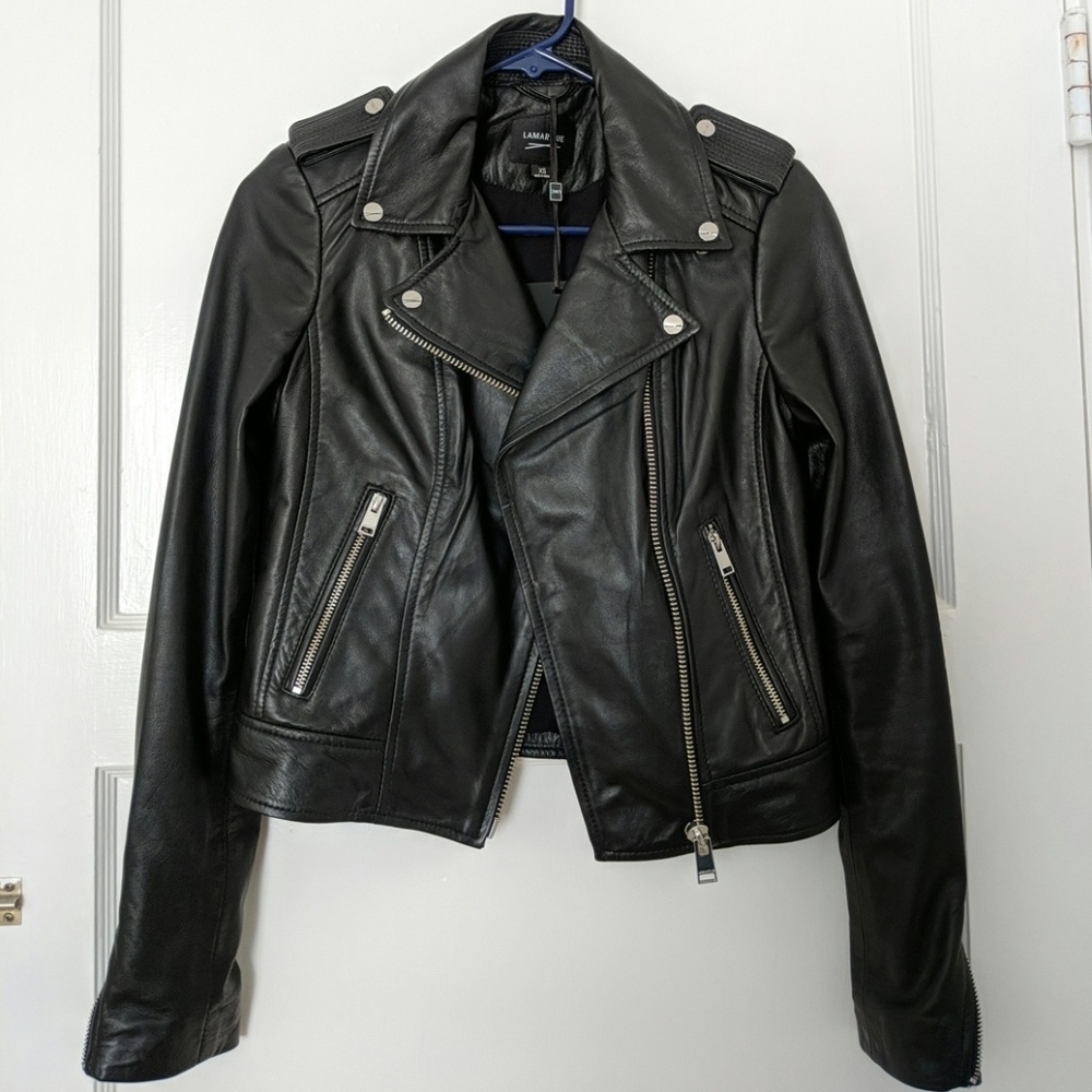 LaMarque Donna Genuine Leather Biker Jacket NEW